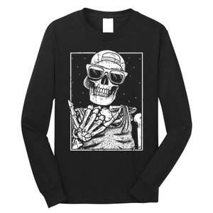 Skeleton Rock Hand Halloween Costume Cool Rock Music Rocker Long Sleeve Shirt