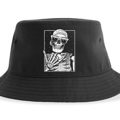 Skeleton Rock Hand Halloween Costume Cool Rock Music Rocker Sustainable Bucket Hat