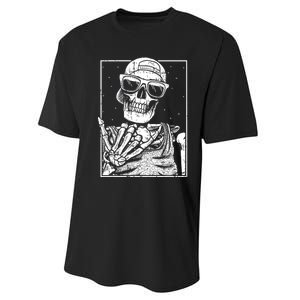 Skeleton Rock Hand Halloween Costume Cool Rock Music Rocker Performance Sprint T-Shirt