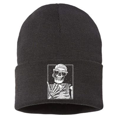 Skeleton Rock Hand Halloween Costume Cool Rock Music Rocker Sustainable Knit Beanie