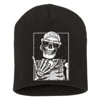 Skeleton Rock Hand Halloween Costume Cool Rock Music Rocker Short Acrylic Beanie