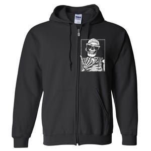 Skeleton Rock Hand Halloween Costume Cool Rock Music Rocker Full Zip Hoodie