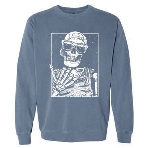 Skeleton Rock Hand Halloween Costume Cool Rock Music Rocker Garment-Dyed Sweatshirt