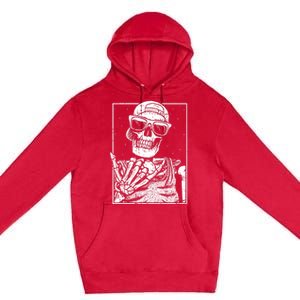 Skeleton Rock Hand Halloween Costume Cool Rock Music Rocker Premium Pullover Hoodie