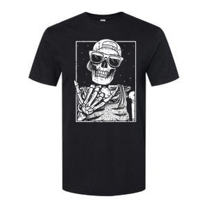 Skeleton Rock Hand Halloween Costume Cool Rock Music Rocker Softstyle CVC T-Shirt