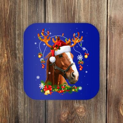 Santa Reindeer Horse Hat Christmas Pajama Xmas Gift Coaster