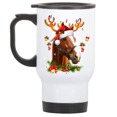 Santa Reindeer Horse Hat Christmas Pajama Xmas Gift Stainless Steel Travel Mug