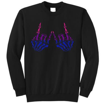 Skeleton Rock Hand LGBT Q Cool Bisexual Pride Color Bi Flag Tall Sweatshirt