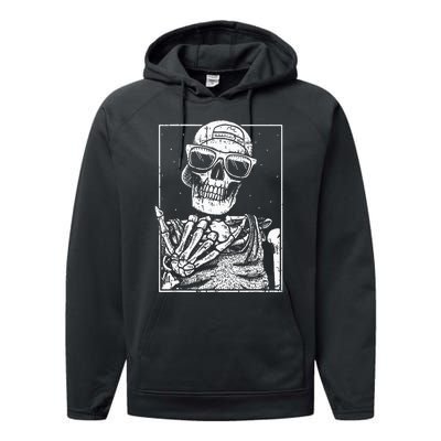 Skeleton Rock Hand Halloween Costume Cool Rock Music Rocker Performance Fleece Hoodie