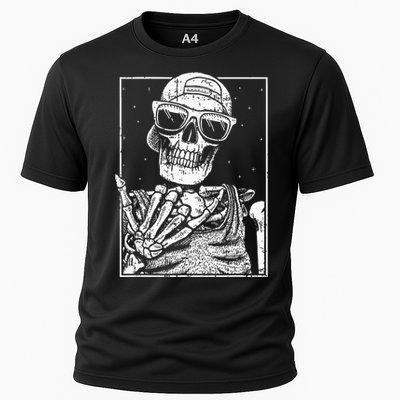 Skeleton Rock Hand Halloween Costume Cool Rock Music Rocker Cooling Performance Crew T-Shirt