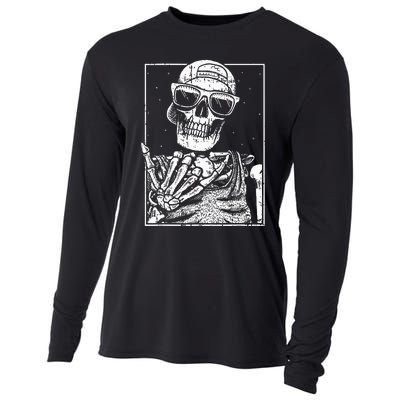 Skeleton Rock Hand Halloween Costume Cool Rock Music Rocker Cooling Performance Long Sleeve Crew