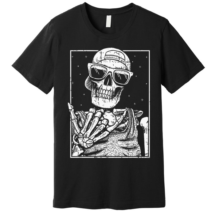 Skeleton Rock Hand Halloween Costume Cool Rock Music Rocker Premium T-Shirt