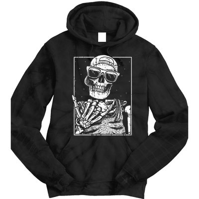 Skeleton Rock Hand Halloween Costume Cool Rock Music Rocker Tie Dye Hoodie