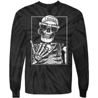 Skeleton Rock Hand Halloween Costume Cool Rock Music Rocker Tie-Dye Long Sleeve Shirt