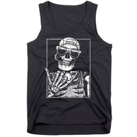 Skeleton Rock Hand Halloween Costume Cool Rock Music Rocker Tank Top