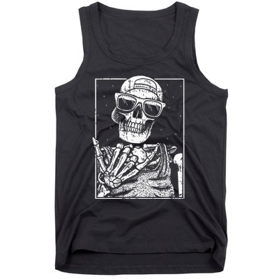 Skeleton Rock Hand Halloween Costume Cool Rock Music Rocker Tank Top