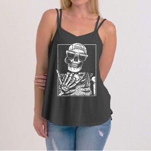 Skeleton Rock Hand Halloween Costume Cool Rock Music Rocker Women's Strappy Tank