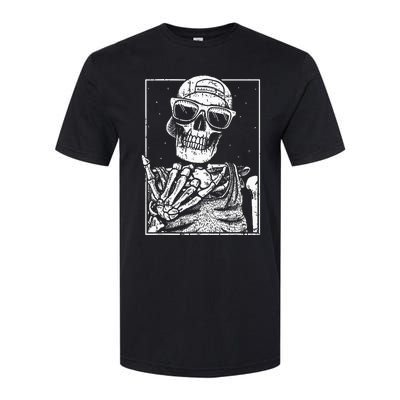 Skeleton Rock Hand Halloween Costume Cool Rock Music Rocker Softstyle CVC T-Shirt