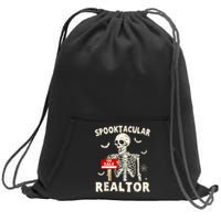 Spooktacular Realtor Halloween Funny Skeleton Real Estate Sweatshirt Cinch Pack Bag