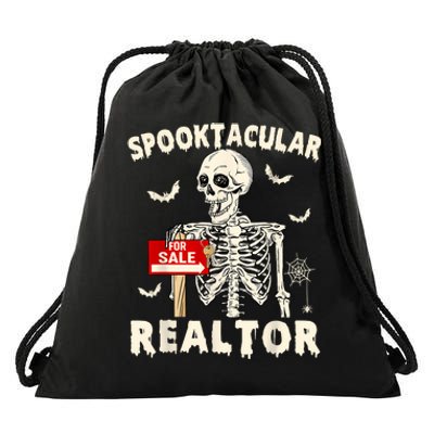 Spooktacular Realtor Halloween Funny Skeleton Real Estate Drawstring Bag