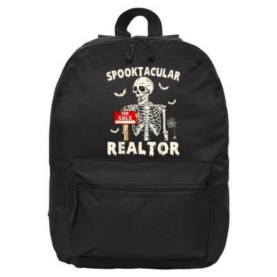 Spooktacular Realtor Halloween Funny Skeleton Real Estate 16 in Basic Backpack