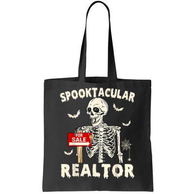 Spooktacular Realtor Halloween Funny Skeleton Real Estate Tote Bag