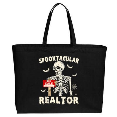 Spooktacular Realtor Halloween Funny Skeleton Real Estate Cotton Canvas Jumbo Tote