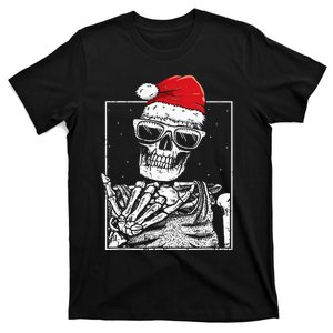 Skeleton Rock Hand Halloween Christmas Rock Music Rocker T-Shirt