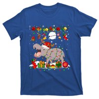 Santa Reindeer Hippo With Xmas Presents Ornats Family Meaningful Gift T-Shirt