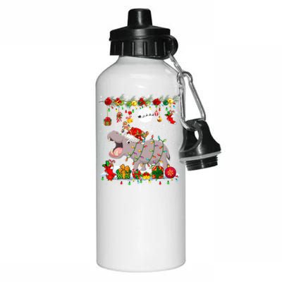 Santa Reindeer Hippo With Xmas Presents Ornats Family Meaningful Gift Aluminum Water Bottle 