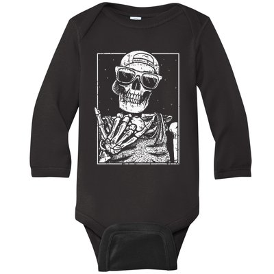 Skeleton Rock Hand Halloween Costume Cool Rock Music Rocker Baby Long Sleeve Bodysuit