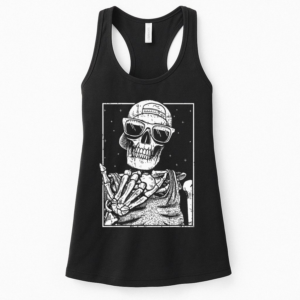 Skeleton Rock Hand Halloween Costume Cool Rock Music Rocker Womens Tank Top
