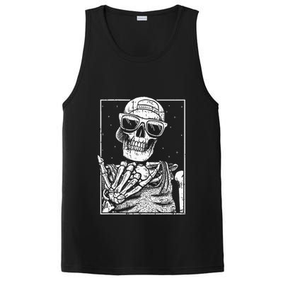 Skeleton Rock Hand Halloween Costume Cool Rock Music Rocker PosiCharge Competitor Tank
