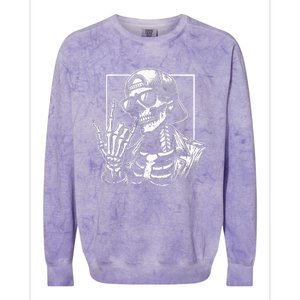 Skeleton Rock Hand Halloween Costume Rocker Cool Rock Music Colorblast Crewneck Sweatshirt