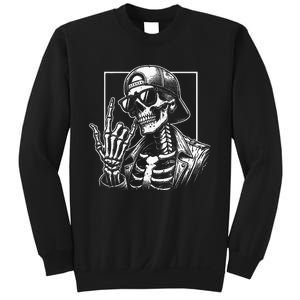 Skeleton Rock Hand Halloween Costume Rocker Cool Rock Music Sweatshirt