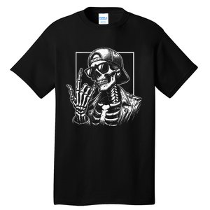 Skeleton Rock Hand Halloween Costume Rocker Cool Rock Music Tall T-Shirt