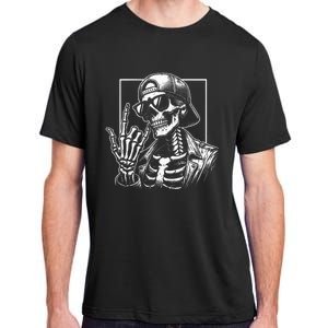 Skeleton Rock Hand Halloween Costume Rocker Cool Rock Music Adult ChromaSoft Performance T-Shirt