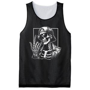 Skeleton Rock Hand Halloween Costume Rocker Cool Rock Music Mesh Reversible Basketball Jersey Tank