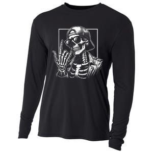 Skeleton Rock Hand Halloween Costume Rocker Cool Rock Music Cooling Performance Long Sleeve Crew