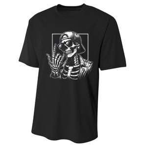 Skeleton Rock Hand Halloween Costume Rocker Cool Rock Music Performance Sprint T-Shirt