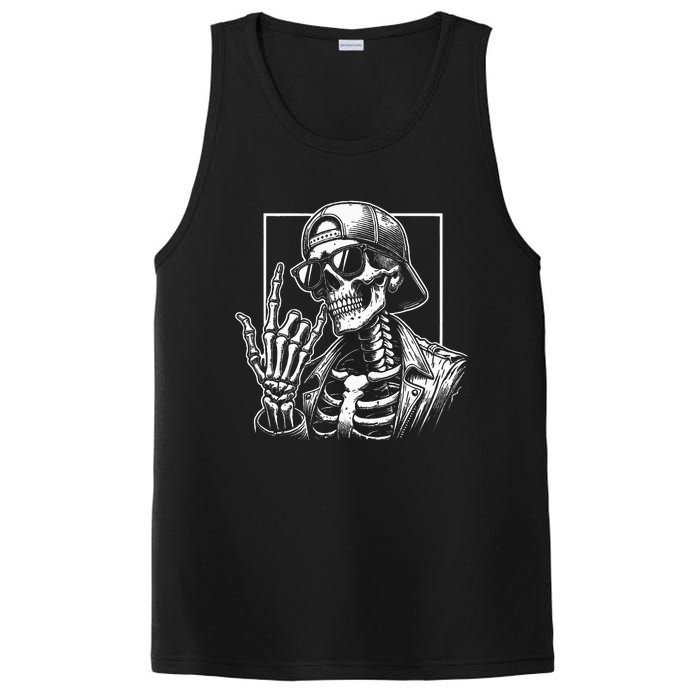 Skeleton Rock Hand Halloween Costume Rocker Cool Rock Music PosiCharge Competitor Tank