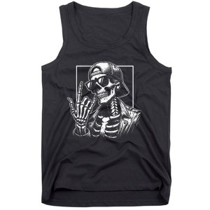 Skeleton Rock Hand Halloween Costume Rocker Cool Rock Music Tank Top