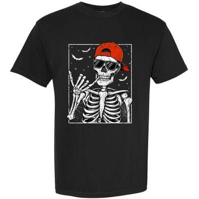 Skeleton Rock Hand Halloween Costume Cool Rock Music Rocker Garment-Dyed Heavyweight T-Shirt