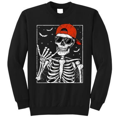 Skeleton Rock Hand Halloween Costume Cool Rock Music Rocker Sweatshirt