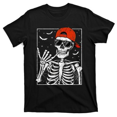 Skeleton Rock Hand Halloween Costume Cool Rock Music Rocker T-Shirt