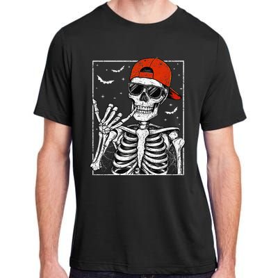 Skeleton Rock Hand Halloween Costume Cool Rock Music Rocker Adult ChromaSoft Performance T-Shirt