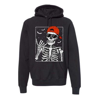 Skeleton Rock Hand Halloween Costume Cool Rock Music Rocker Premium Hoodie