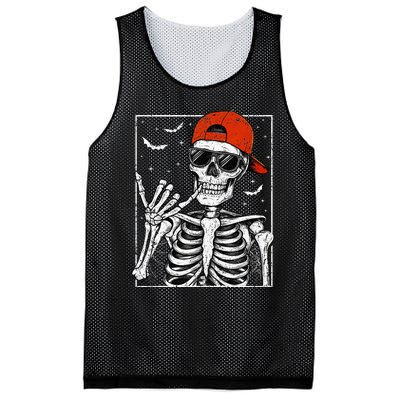 Skeleton Rock Hand Halloween Costume Cool Rock Music Rocker Mesh Reversible Basketball Jersey Tank