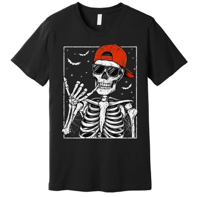 Skeleton Rock Hand Halloween Costume Cool Rock Music Rocker Premium T-Shirt