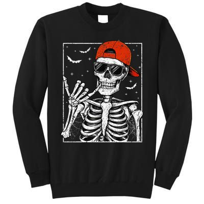 Skeleton Rock Hand Halloween Costume Cool Rock Music Rocker Tall Sweatshirt